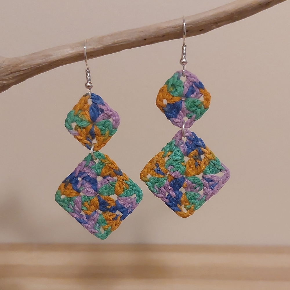 Colorful Crochet Dangle Earrings